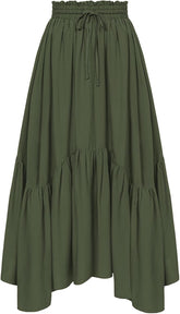 Minimalist Maxi Skirt for Women High Waist Renaissance Long Skirt with Pockets Minimalist Daily Casual Outfit