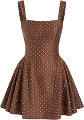 Business Casual Women's Polka Dot Square Neck Sleeveless Mini Dress Summer Going Out Date Night Work Daily Wear Dress