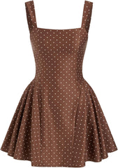 Business Casual Women's Polka Dot Square Neck Sleeveless Mini Dress Summer Going Out Date Night Work Daily Wear Dress