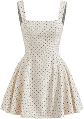 Business Casual Women's Polka Dot Square Neck Sleeveless Mini Dress Summer Going Out Date Night Daily Wear Dress