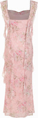 Business Formal Women's Sleeveless Mesh Ruffle Maxi Dress Summer Wedding Guest Cocktail Party Elegant Formal Dress