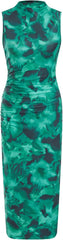Youth Womens Bodycon Dresses Mock High Neck Sleeveless Ruched Summer Cocktail Work Trendy Midi Dress