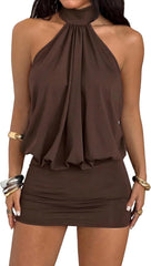 Minimalist Women's Halter Neck Y2k Backless Bodycon Mini Dress Club Night Cocktail Party Casual Going Out Dresses