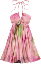 Youth Womens Tie Dye Cami Dress Halter Backless Sleeveless A Line Short Summer Vacation Sundress