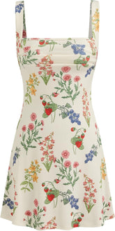 2026 Business Summer Floral Mini Dress for Women Cut Out Back Square Neck Sleeveless Cocktail Dress for Business Events