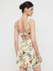 2026 Business Summer Floral Mini Dress for Women Cut Out Back Square Neck Sleeveless Cocktail Dress for Business Events