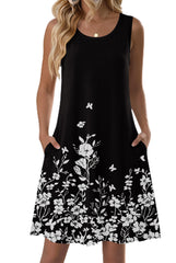 Youth 2026 Summer Dresses For Women Sleeveless Casual Floral Tshirt Sundress With Pockets Loose Tank Beach Vacation Dress