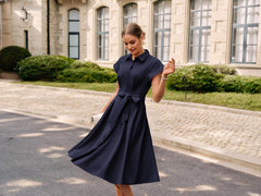 Youth 2026 Women's Short Sleeve Button Down Shirt Midi Dress Summer Work Business Casual Dress With Pockets