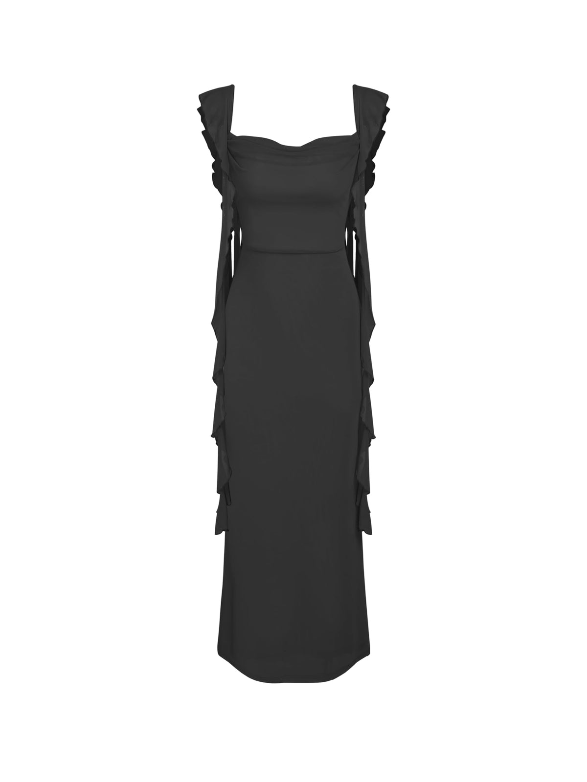 Business Formal Women's Sleeveless Mesh Ruffle Maxi Dress Summer Wedding Guest Cocktail Party Elegant Formal Dress