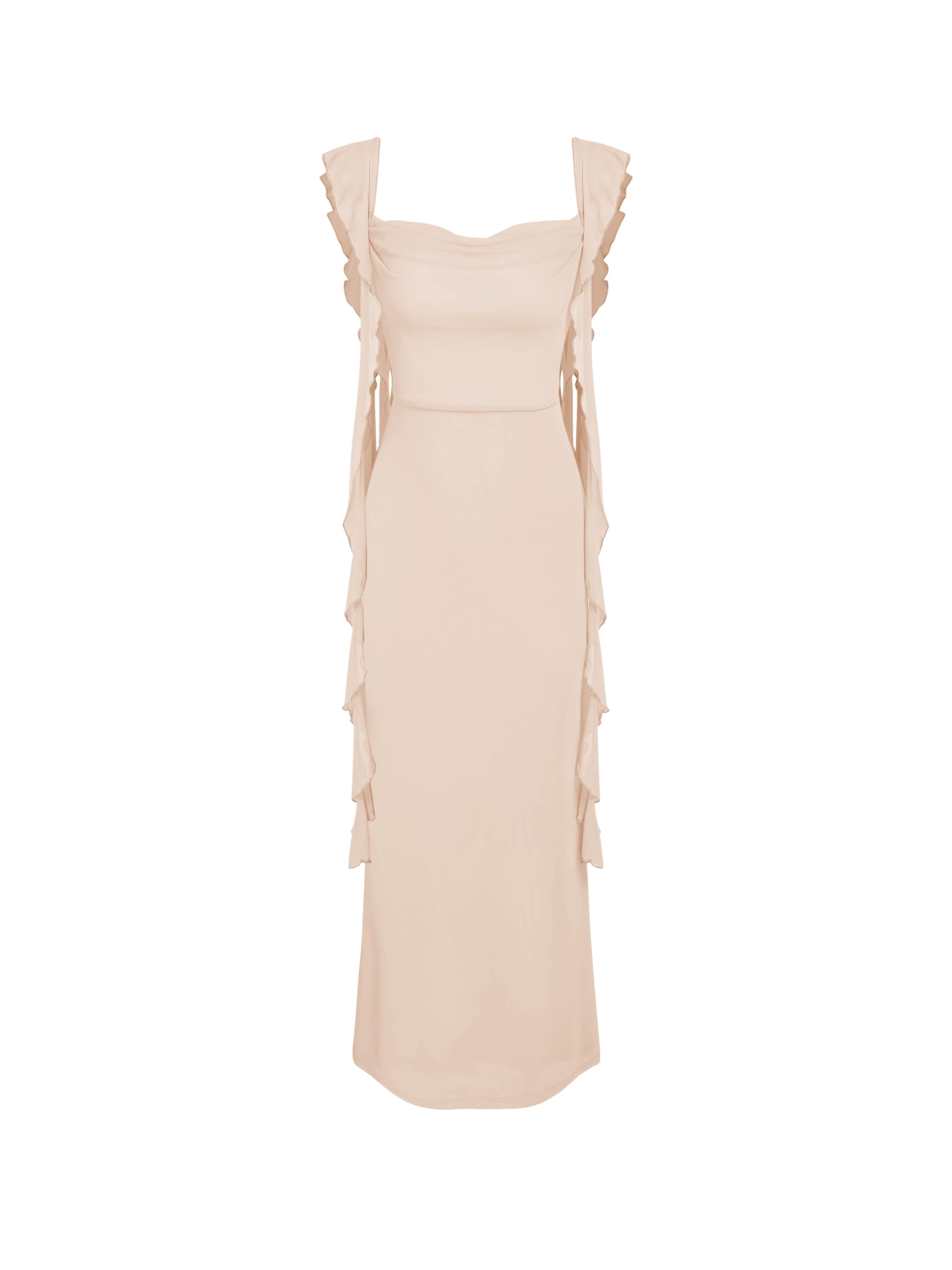 Minimalist Formal Dresses for Women Wedding Guest Dresses Summer Maxi Dress Sleeveless Mesh Ruffle Cocktail Elegant Outfits