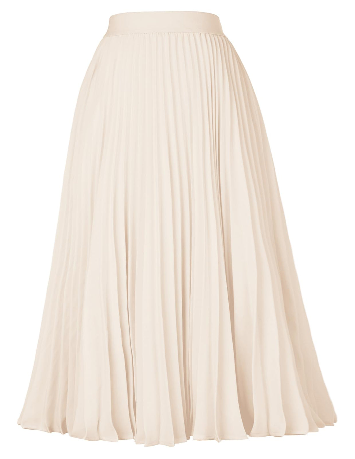 Youth Womens Pleated Midi Skirt Chiffon Elastic High Waist Knee Length Swing Flare A Line Skirt Outfit for Teens