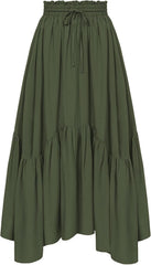 Minimalist Maxi Skirt for Women High Waist Renaissance Long Skirt with Pockets Minimalist Daily Casual Outfit