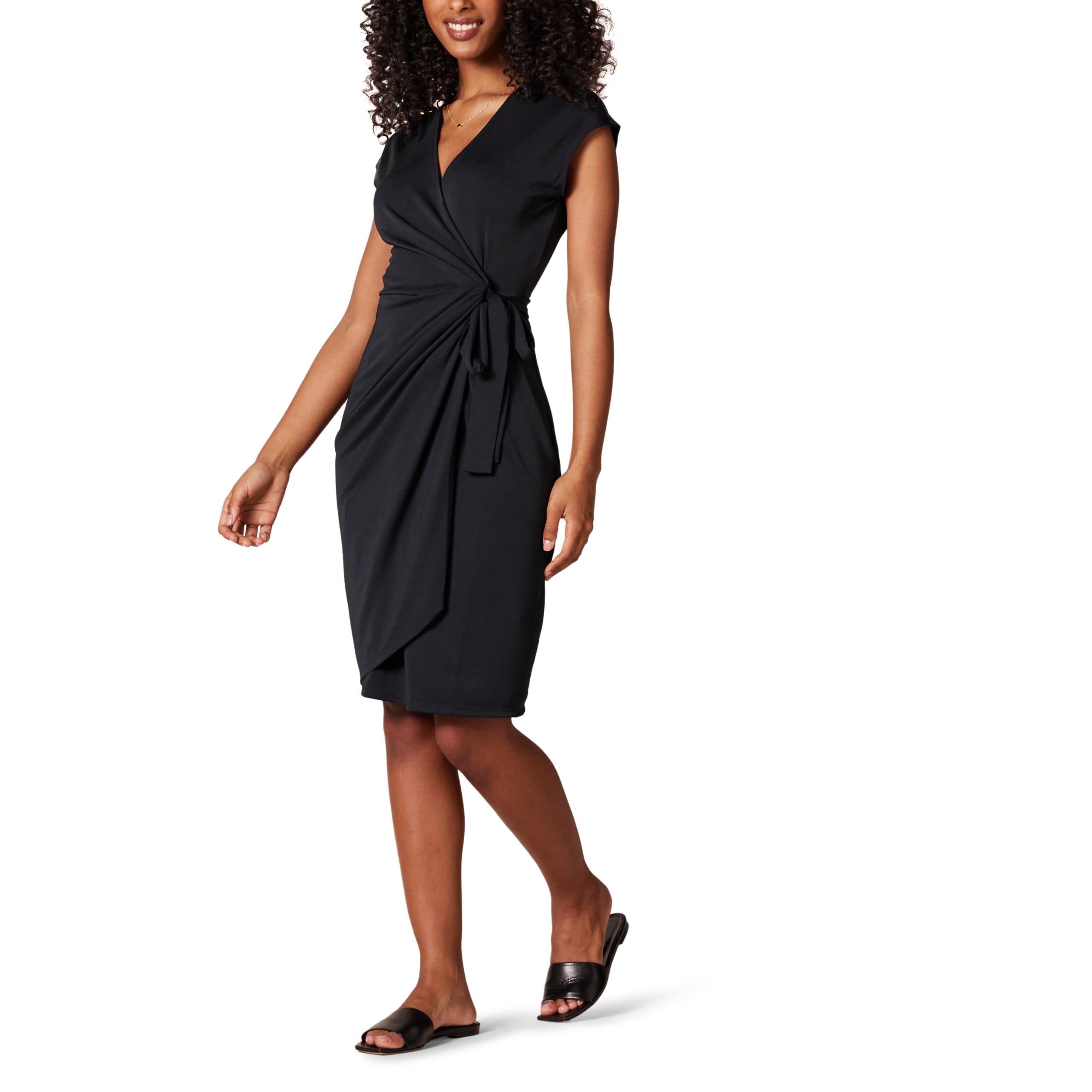 Youth Style Women's Classic Cap Sleeve V Neck Wrap Dress Daily Casual Going Out Dresses Available In Multiple Sizes Including Plus Size