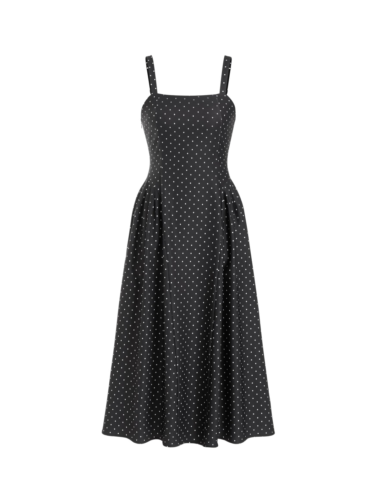 Womens Minimalist Polka Dots Summer Casual Dresses Square Neck Sleeveless Midi A Line Elegant Daily Dress