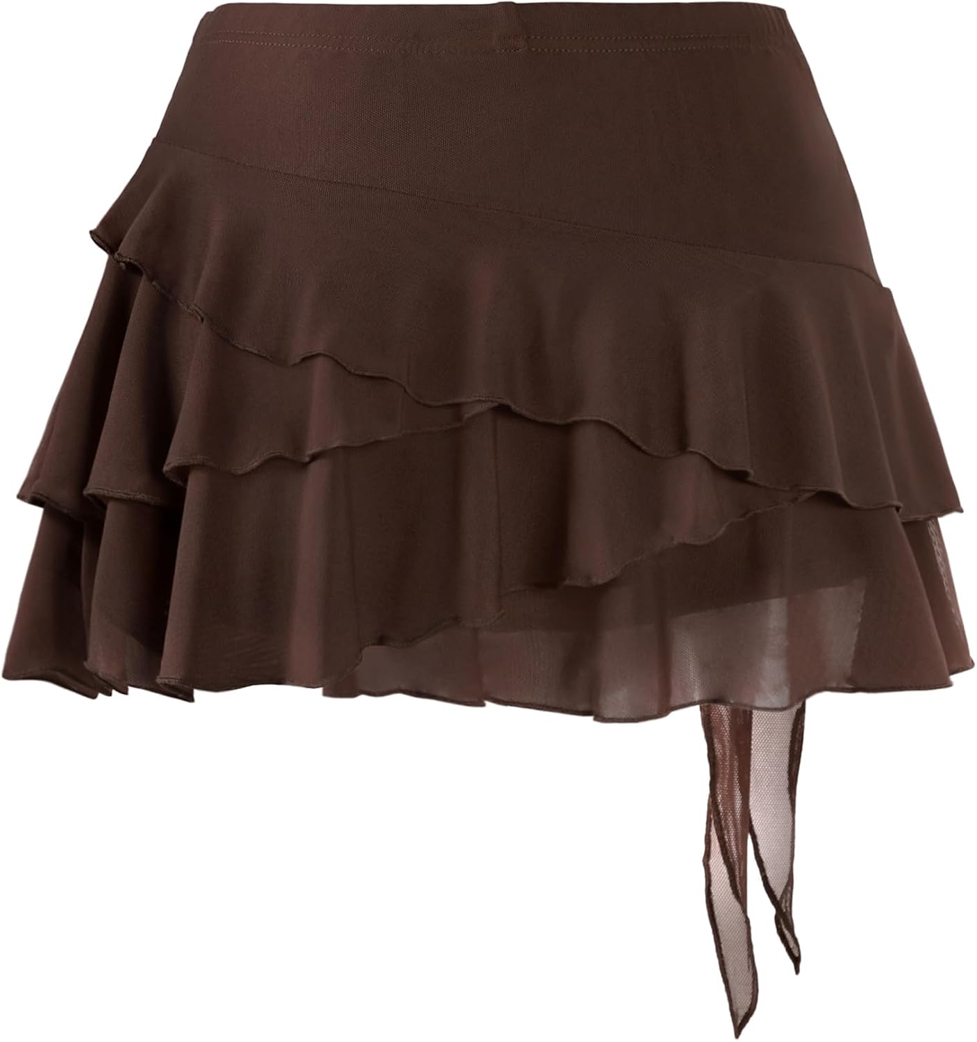 Youth Womens Mesh Ruffle Mini Skirt Summer Flowy Tiered Layered Pleated Skirt With Built In Shorts for Teens