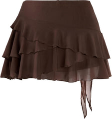Youth Womens Mesh Ruffle Mini Skirt Summer Flowy Tiered Layered Pleated Skirt With Built In Shorts for Teens