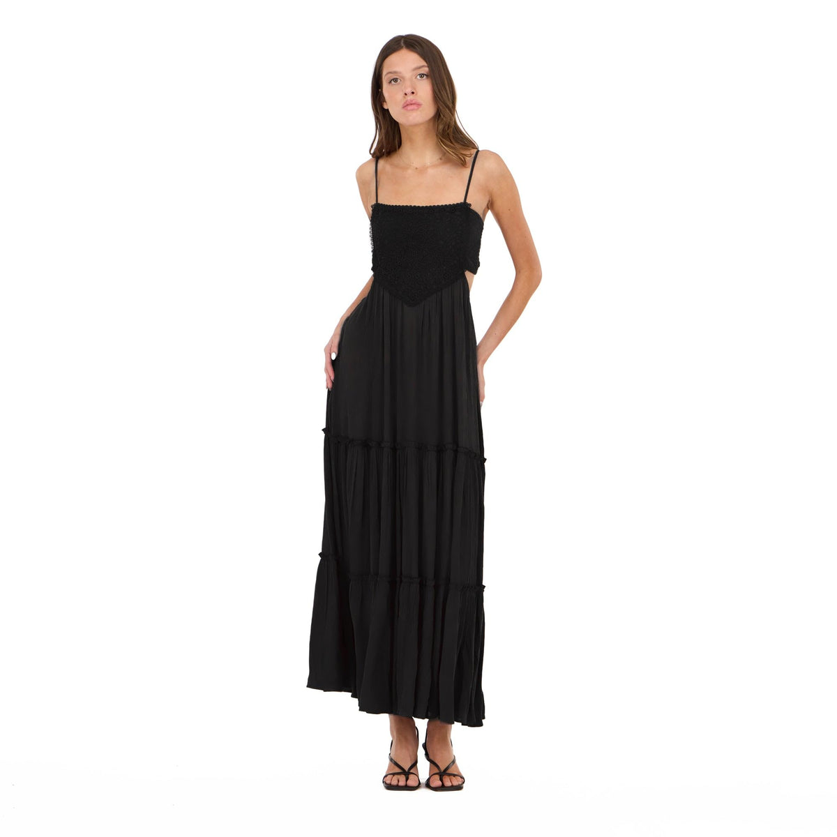 Womens Smocked Maxi Dress Minimalist Casual Long Dress for Daily Wear Beach Vacation Everyday Outfit
