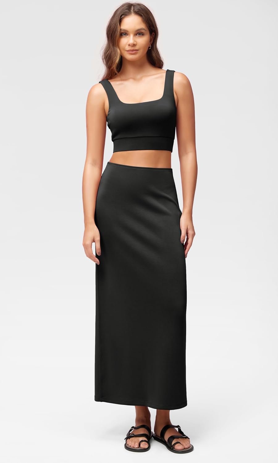Business Modal Soft Maxi Skirt for Women High Waist Back Slit Casual Long Pencil Skirt for Office Work Business Casual Daily Wear