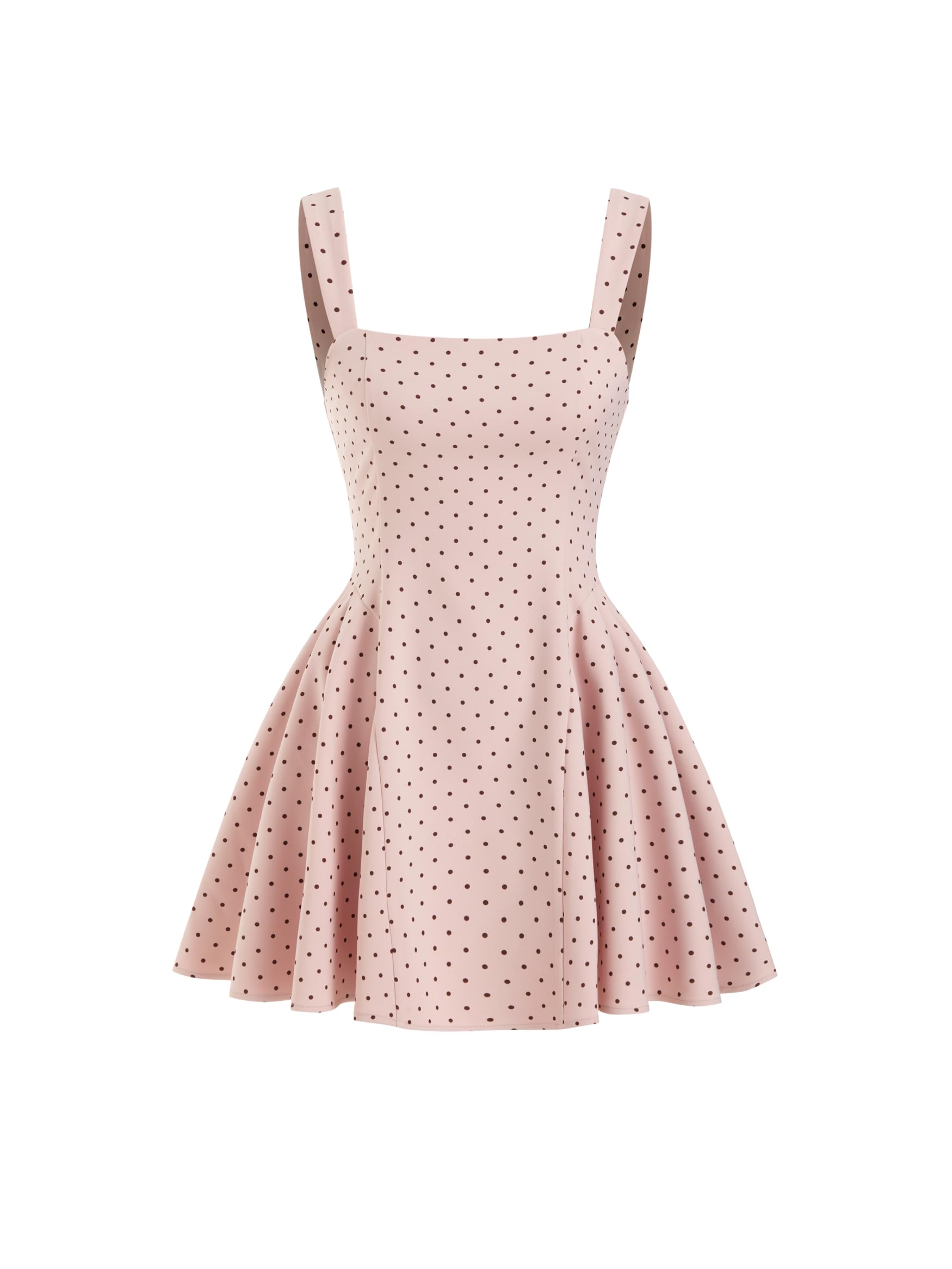 Youth Womens Polka Dot Going Out Mini Dress Cute Summer Square Neck Sleeveless Date Night Dress for Teen Girls