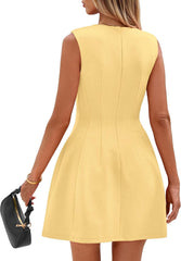 Minimalist 2026 Elegant Classy Women's A Line Business Casual Work Graduation Cocktail Short Summer Dress