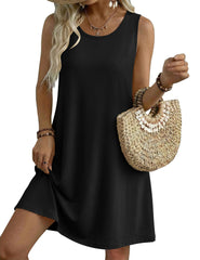 Youth 2026 Summer Dresses For Women Sleeveless Casual Floral Tshirt Sundress With Pockets Loose Tank Beach Vacation Dress