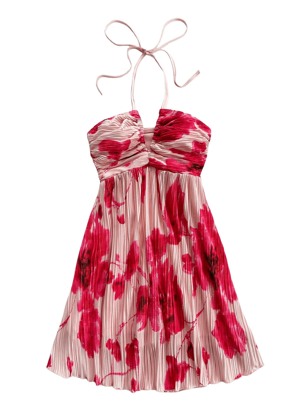 Youth Womens Tie Dye Cami Dress Halter Backless Sleeveless A Line Short Summer Vacation Sundress