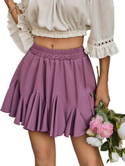 Business Womens High Waisted Boho Ruffle Flowy Mini Pleated Skirt Flared Skater Skirt Basic Business Casual Outfit
