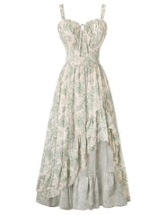 Womens Business Corset Dress Summer Floral Flowy High Low Milkmaid Sundress for Wedding Party Events