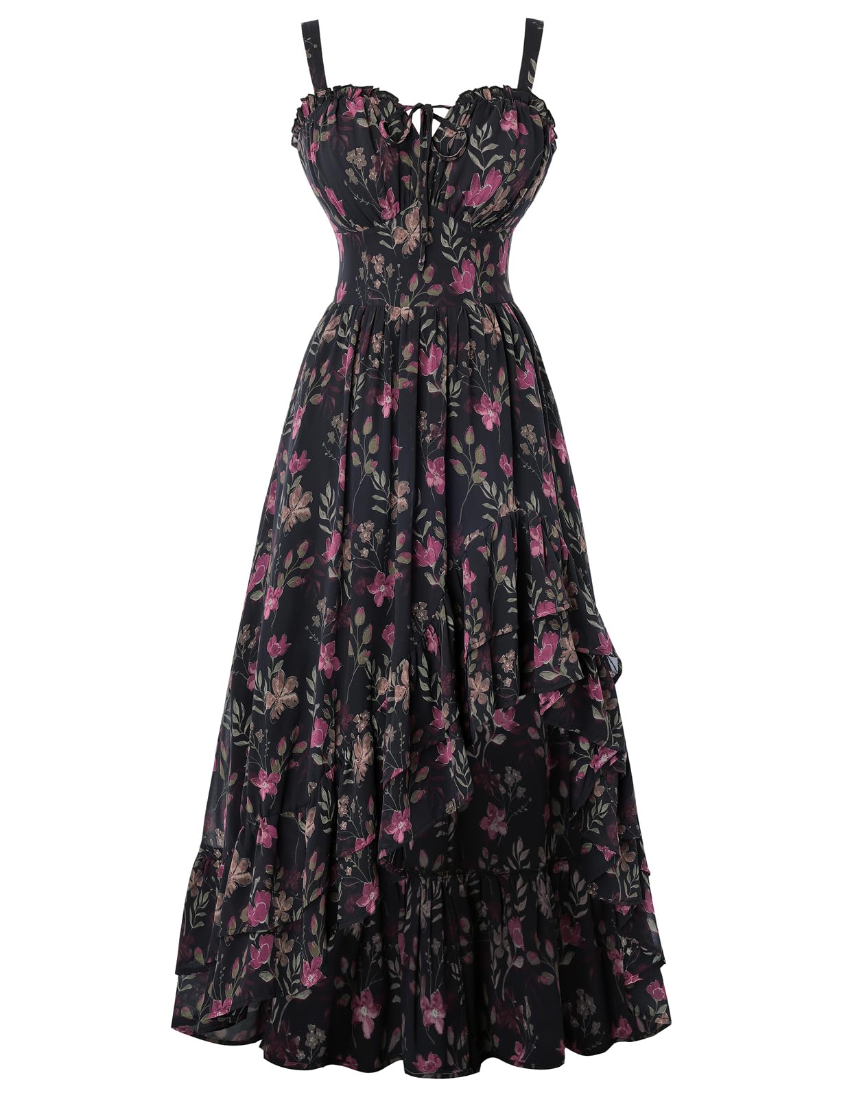Womens Business Corset Dress Summer Floral Flowy High Low Milkmaid Sundress for Wedding Party Events