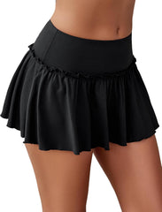 Minimalist Sexy Solid Ruffle Short Mini Skirt for Women Minimalist Daily Lingerie Outfit for Casual Wear Dates
