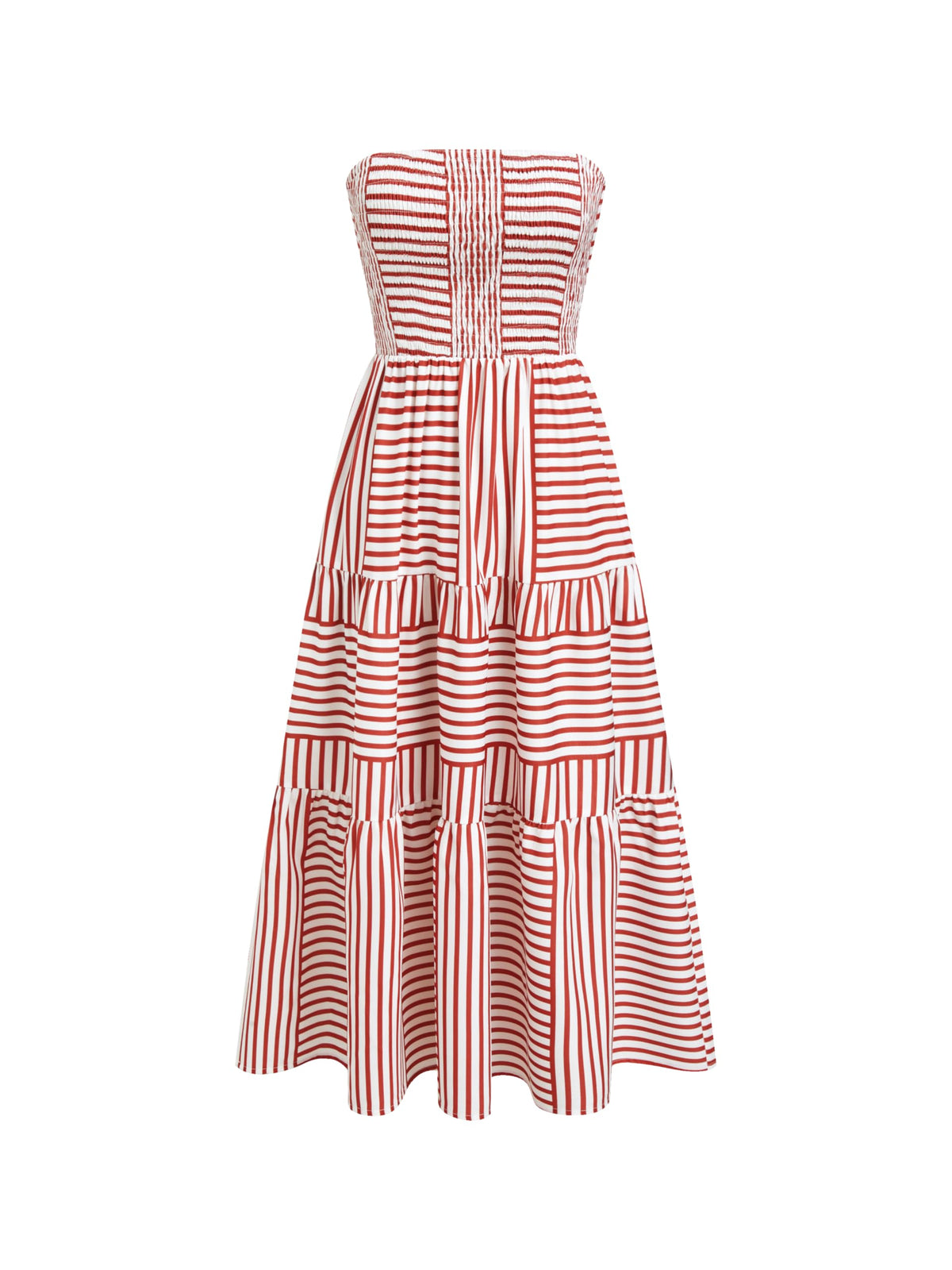 Youth Womens Strapless Dress with Pockets Tube Striped Long A Line Midi Dresses Beach Vacation Casual Summer Outfits