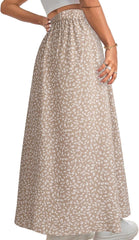 Business Womens Boho Floral Split Thigh High Waisted Slit Maxi Skirt Long Skirt for Business Casual Office Daily Wear