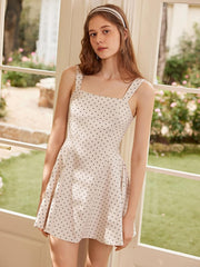 Business Casual Women's Polka Dot Square Neck Sleeveless Mini Dress Summer Going Out Date Night Daily Wear Dress