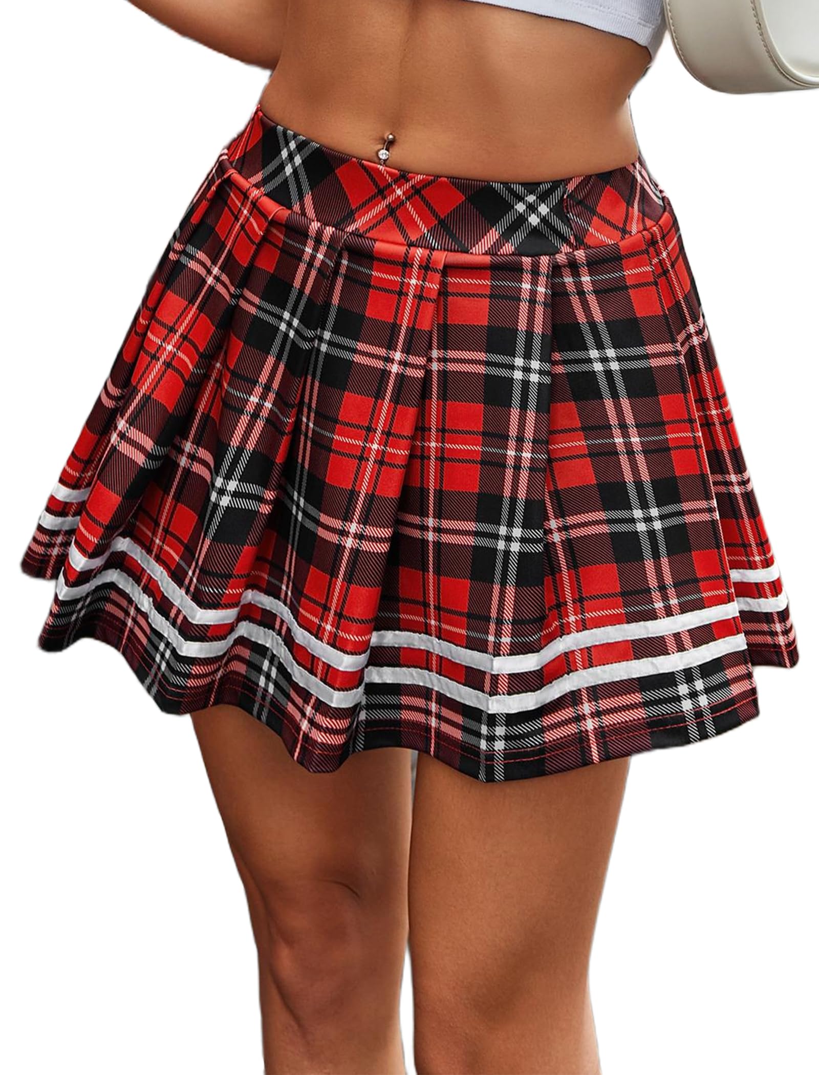 Youth Womens Pleated Mini Skirt Casual School Uniform Short Cheer Skirt for Teen Girls School Cheerleading Daily Wear